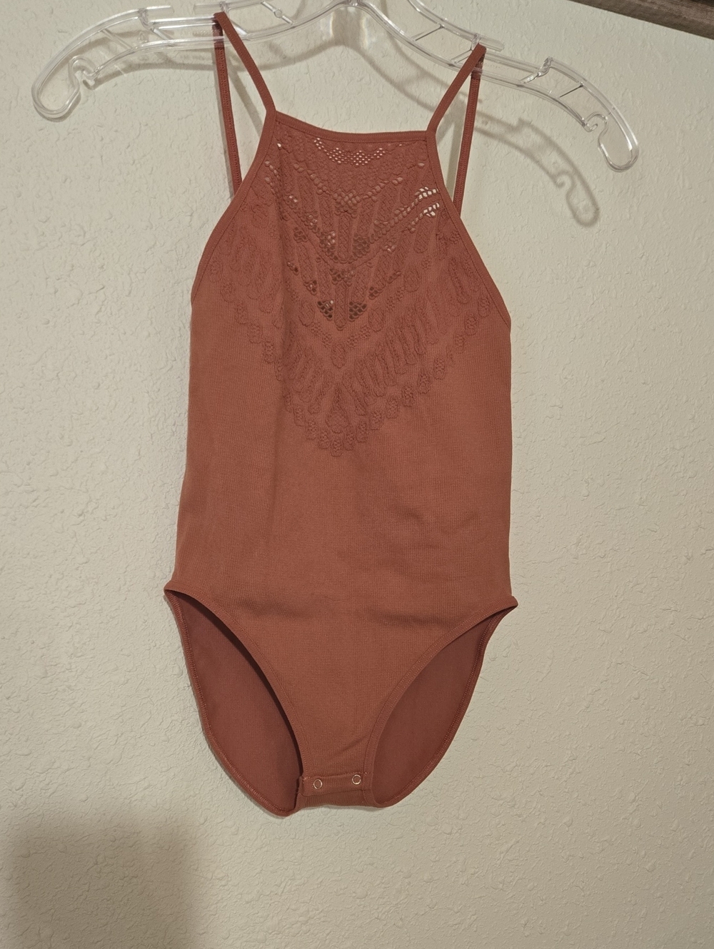 NWOT Free People Intimately Rust Crochet-Accent Bodysuit
